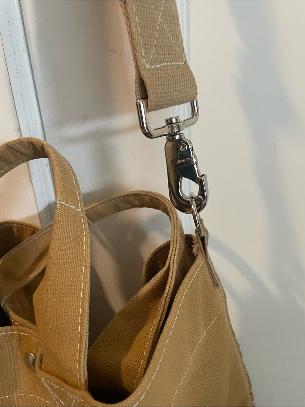 Utility Canvas Tote Messenger Bag- Tan - Picture 6 of 6